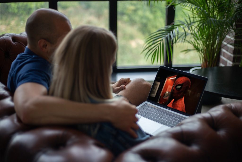 a couple watching a movie